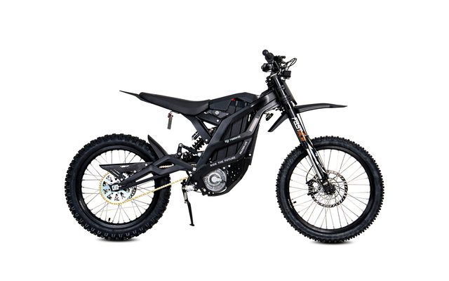 79Bike Falcon Lite electric dirt bike, side profile on white background