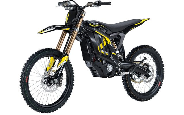 Sur-Ron Light Bee 2 electric dirt bike in Midnight Black, side profile on white background