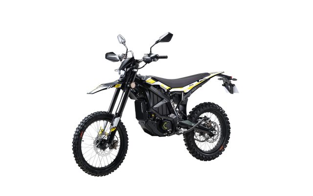 Sur-Ron Ultra Bee electric off-road dirt bike, side profile on white background